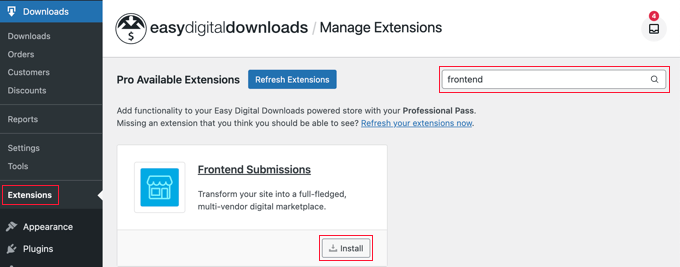 Extensión de envíos frontend de EDD EDD Frontend Submissions Extension