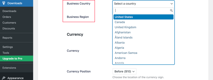 Fácil configuración de descargas digitales Seleccione un país Easy Digital Downloads Setup Select a Country