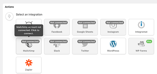 chooseactionmailchimp SeedProd Choose the Mailchimp action