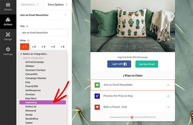 lotteriapressmailchimpintegration SeedProd Select RafflePress mailchimp WordPress integration