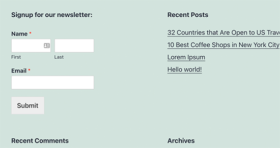 wpformsemailnewsletterformSeedProd WPForms Mailchimp email newsletter form