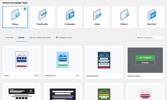 omcampaigntypetemplate SeedProd OptinMonster campaign type and template
