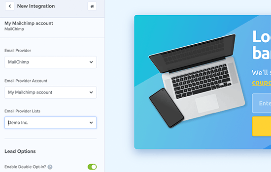 selectemaillist SeedProd Choose your Mailchimp email list