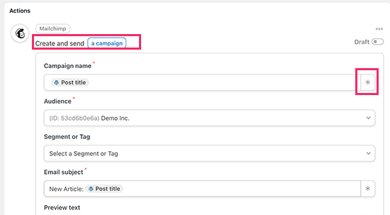 configmailchimpactio SeedProd Configure the Mailchimp action in Uncanny Automator