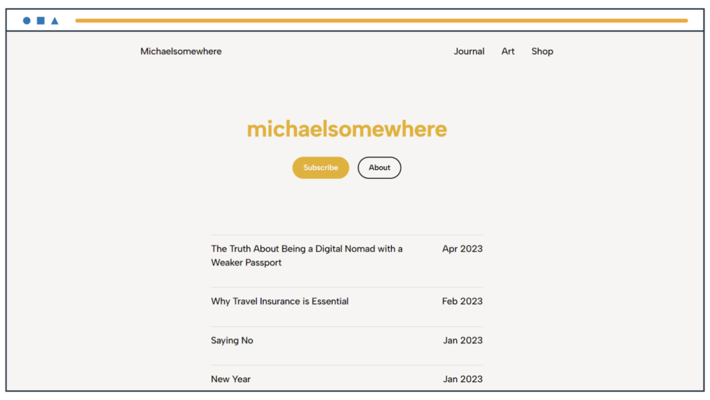 หน้าแรกของเว็บไซต์ Michaelsomehwere