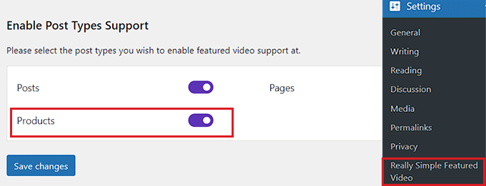 Comutați comutatorul Produse Toggle the Products switch