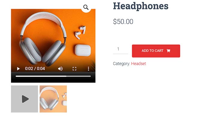 previzualizare căști Headphone WooCommerce product video preview