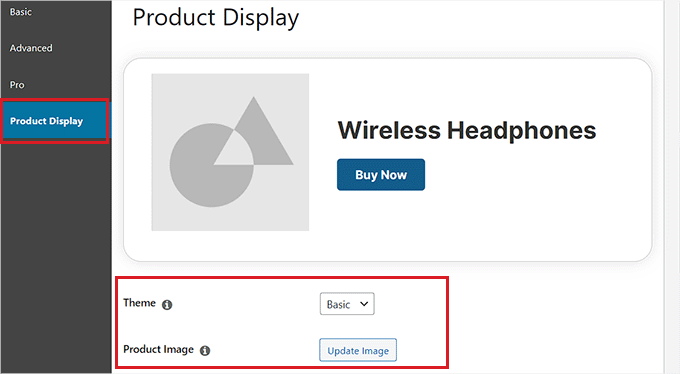 Scegli un tema e carica l'immagine del prodotto Choose a theme and upload product image