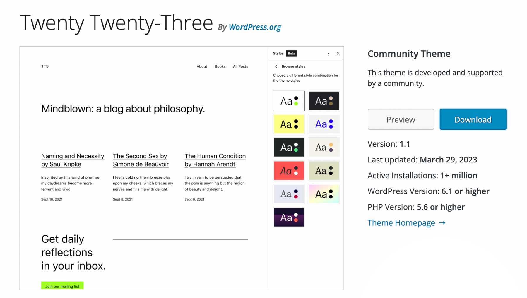 Blockthema „Twenty Twenty Three“.