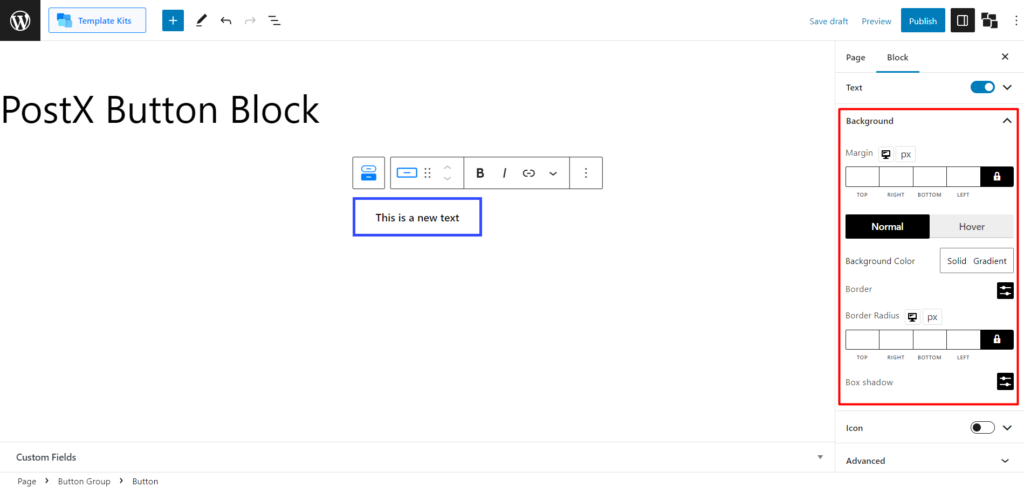 WordPress에 버튼을 추가하는 방법: PostX 11로 WordPress 버튼 향상 Button Background Settings