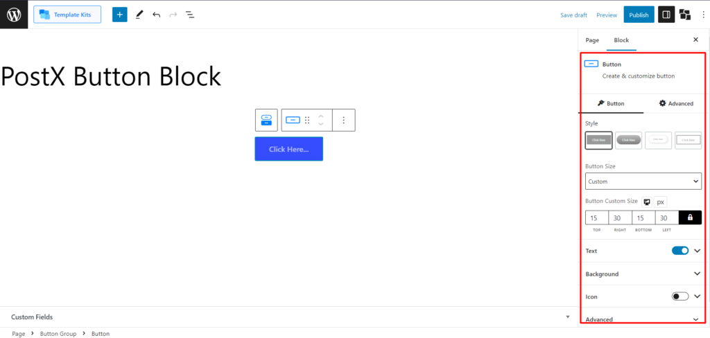 WordPress에 버튼을 추가하는 방법: PostX 5로 WordPress 버튼 향상 Button Settings