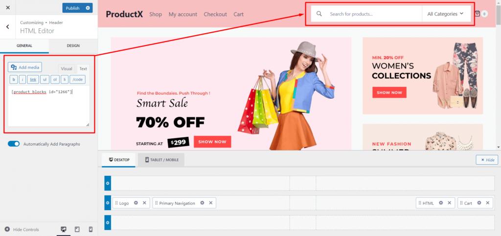 WooCommerce 제품 검색을 추가하는 방법: 쇼핑 경험을 향상시키기 위한 가이드 20 Pasting Shortcode in HTML