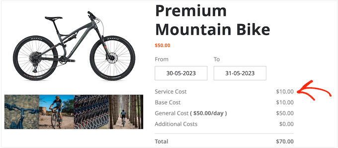 WooCommerceを使用して作成したオプションサービスの例 An example of an optional service, created using WooCommerce