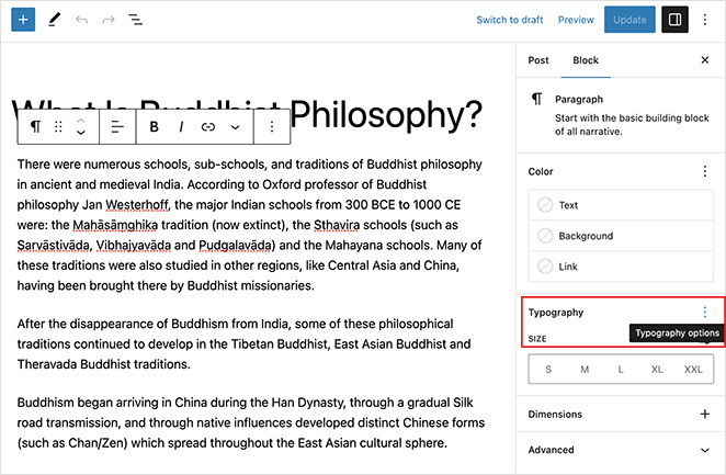 WordPress posttypographyoptions SeedProd WordPress post typography options