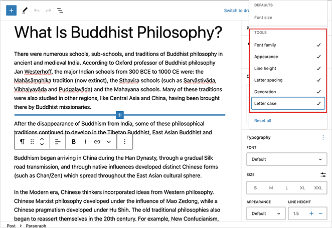 alat tipografiWordPresspost SeedProd Choose your WordPress post default typography tools