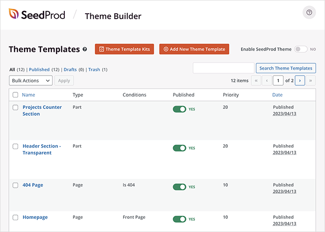 themetemplateparts SeedProd SeedProd theme templates