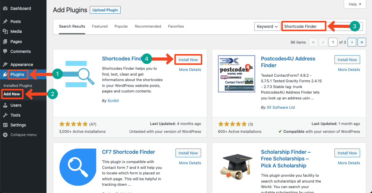 Come rimuovere gli shortcode inutilizzati da WordPress (4 semplici metodi) 2 Install and Activate the Shortcode Finder Plugin