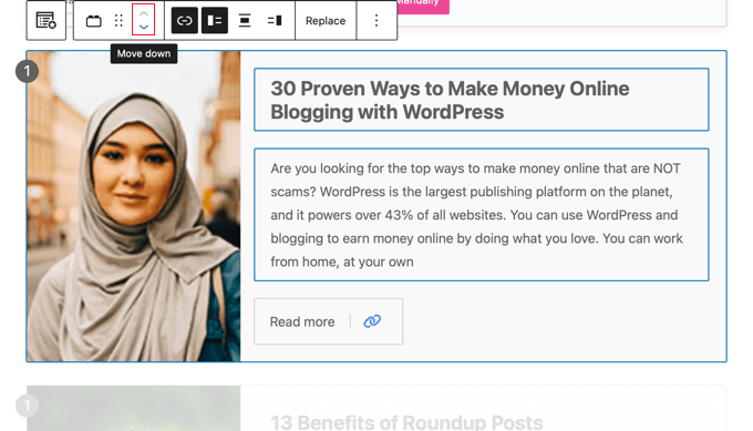 Susun Ulang Roundup Anda Menggunakan Tombol Toolbar atau Seret dan Jatuhkan Reorder Your Roundup Using Toolbar Buttons or Drag and Drop