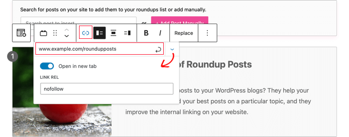 Menambahkan Tautan ke Posting Manual Adding a Link to a Manual Post