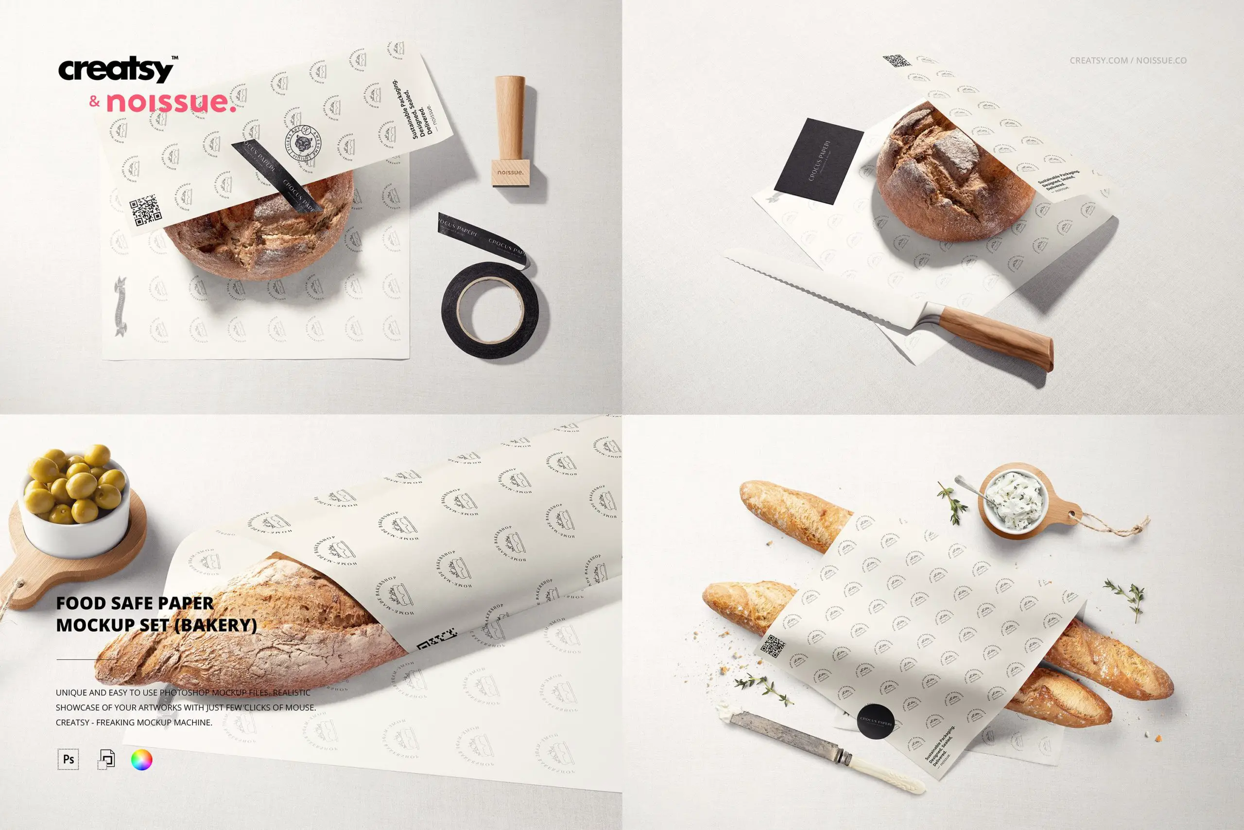 Set mockup di carta per alimenti Noissue -