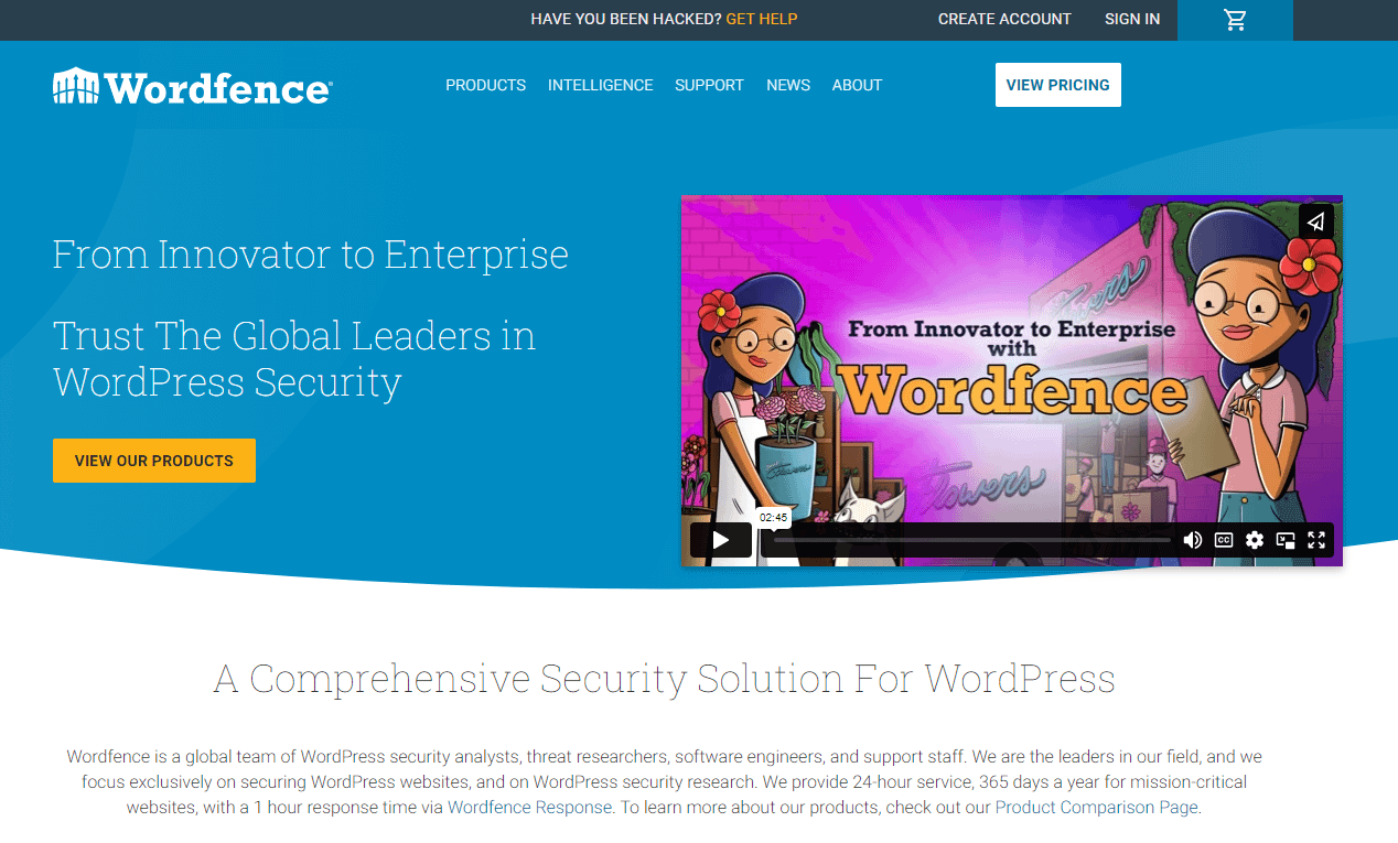 So stoppen Sie einen DDoS-Angriff: Die Wordfence-Homepage.