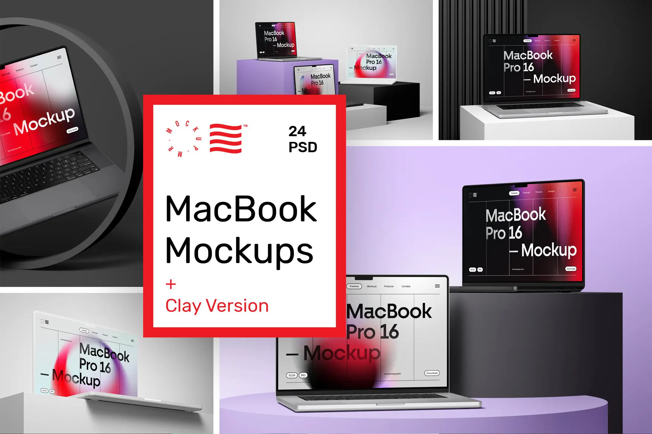 MacBook Pro 16 Mockup + Clay Style -
