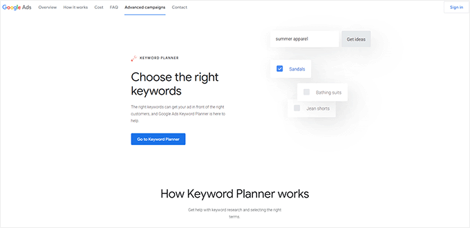 Googleキーワードプランナー Google Keyword Planner