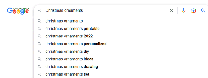 Google 検索でのロングテール キーワードの提案 long tail keyword suggestions in Google Search
