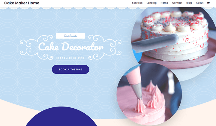 2023 年ケーキとペストリーショップのビジネスに最適な 12 の WordPress テーマ 3 divi cake layout 231