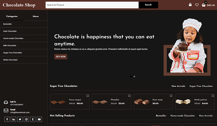 2023 年ケーキとペストリーショップのビジネスに最適な 12 の WordPress テーマ 5 Chocolate WordPress Theme