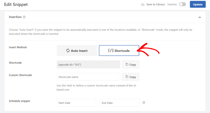 ショートコードを使用してブロック スニペットを追加する Use shortcode to add blocks snippet