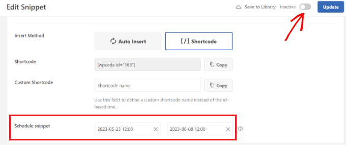 スニペットをスケジュールする Schedule your snippet