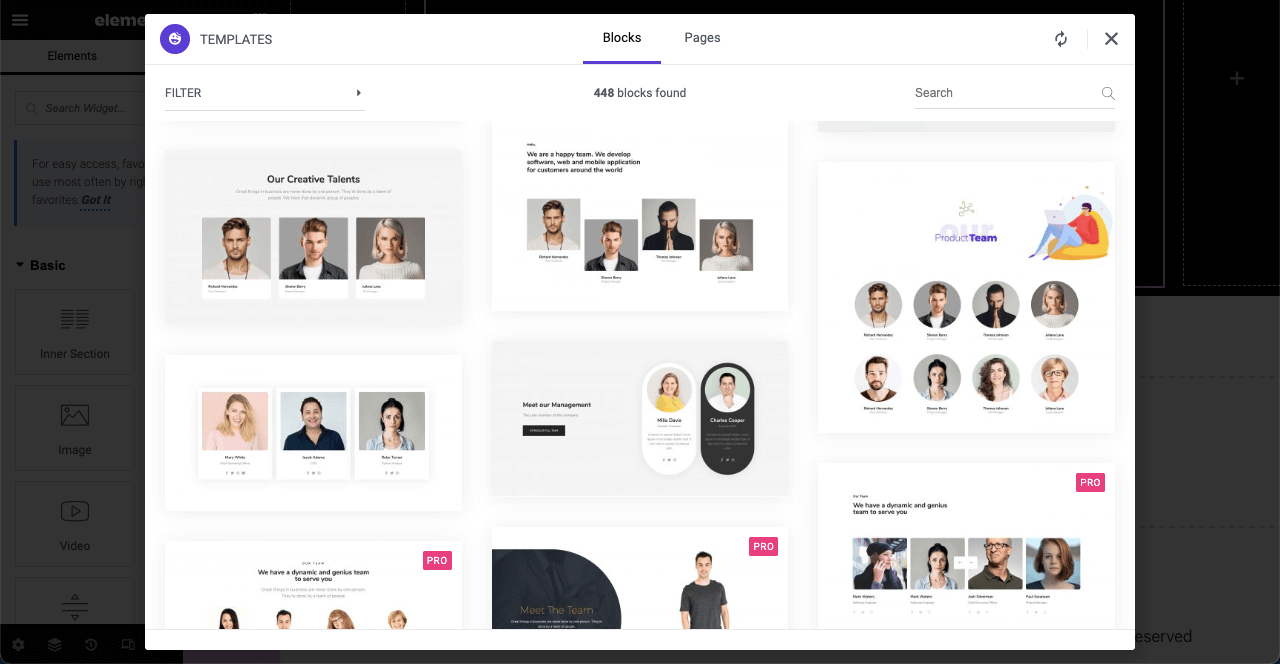 Come creare un sito web per avvocati con Elementor e HappyAddons 25 Select a template for showing teammebers