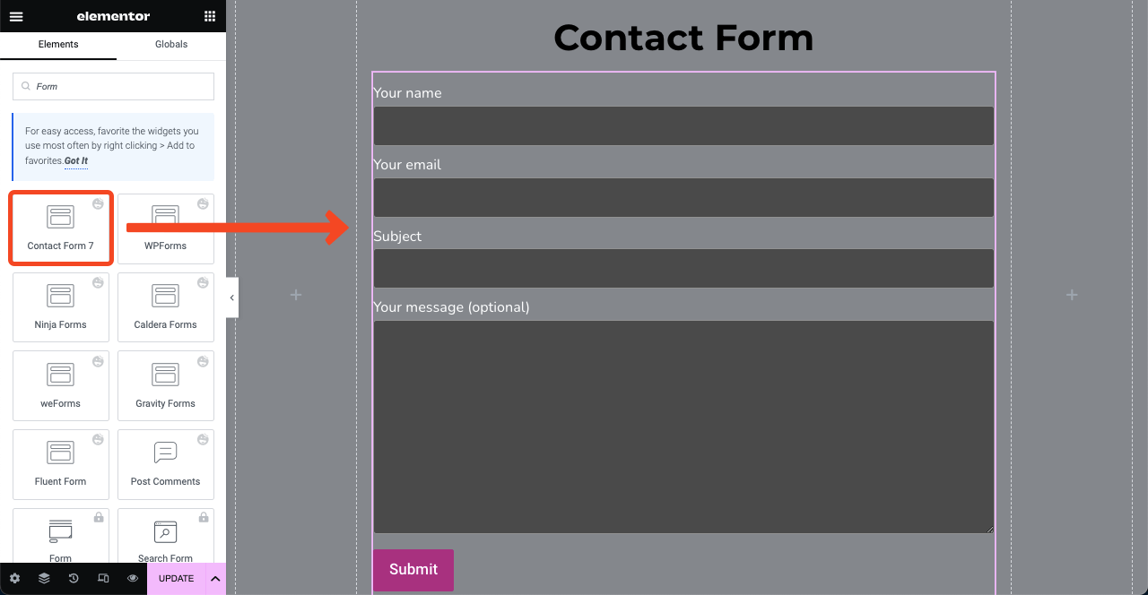 Come creare un sito web per avvocati con Elementor e HappyAddons 29 Add a Contact Form