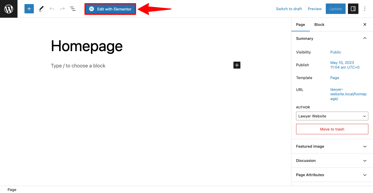 Come creare un sito web per avvocati con Elementor e HappyAddons 15 Open a Page with Elementor