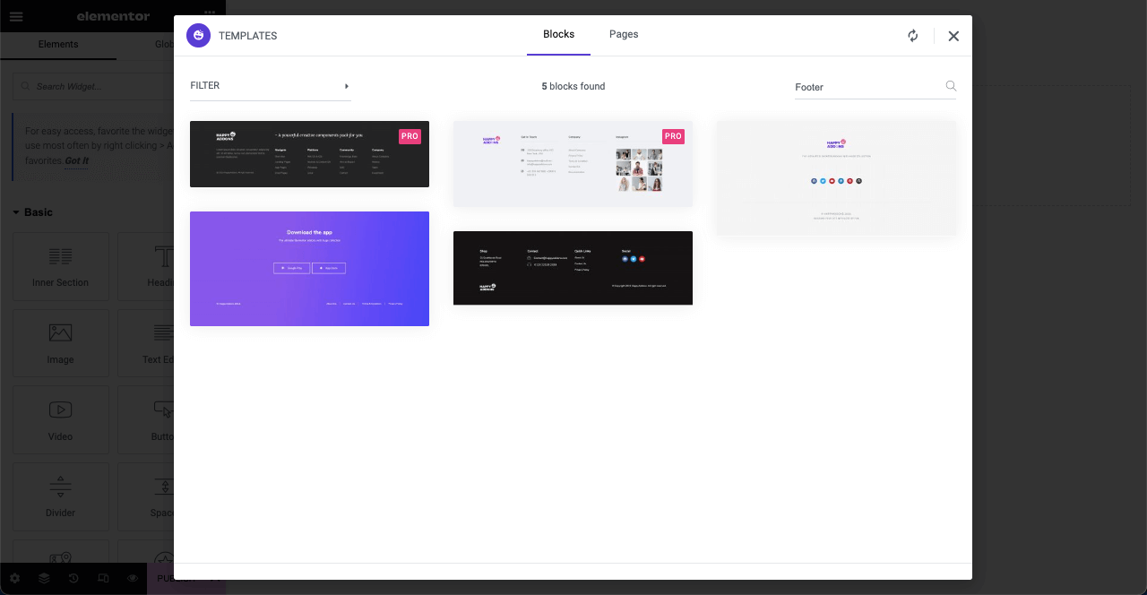 Come creare un sito web per avvocati con Elementor e HappyAddons 31 Select a Footer Template