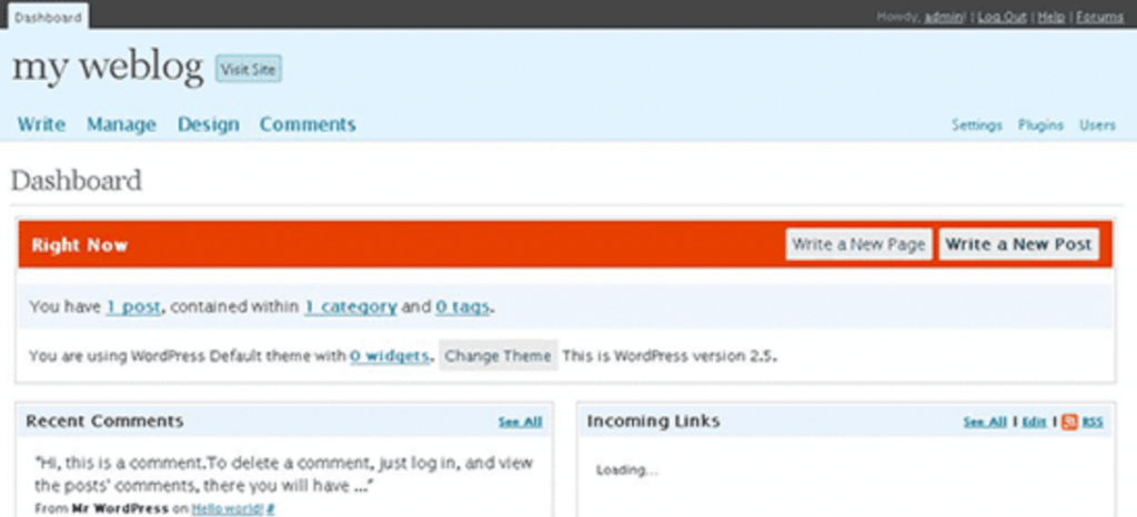 wordpress 2.5