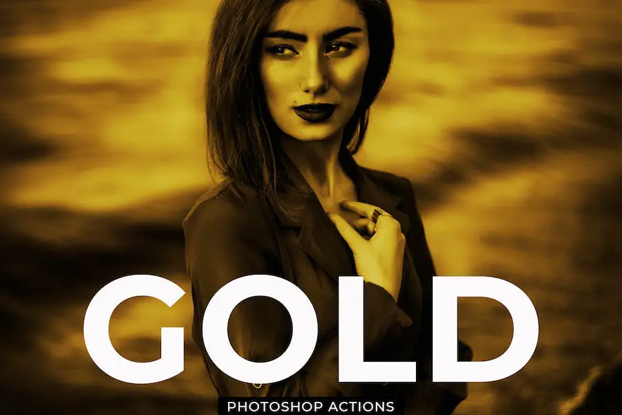Akcje programu Photoshop ze złotym efektem —