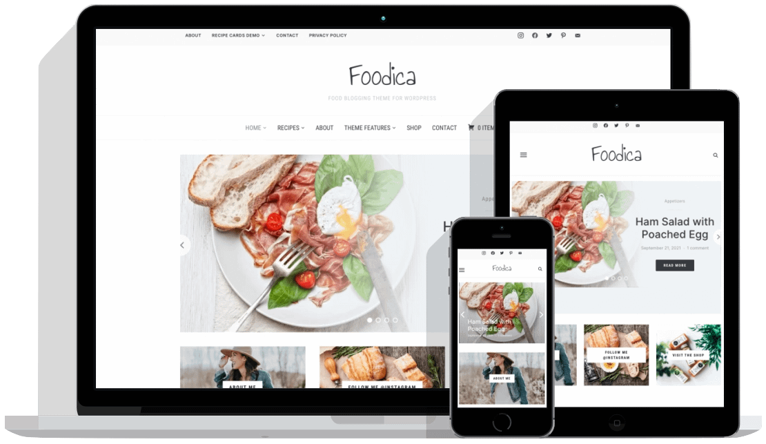 ธีม Foodica | เดสก์ท็อป แท็บเล็ต โมบายจำลอง