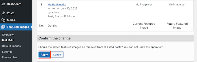WordPress でアイキャッチ画像に一括編集を適用する Applying the bulk edit to your featured image in WordPress
