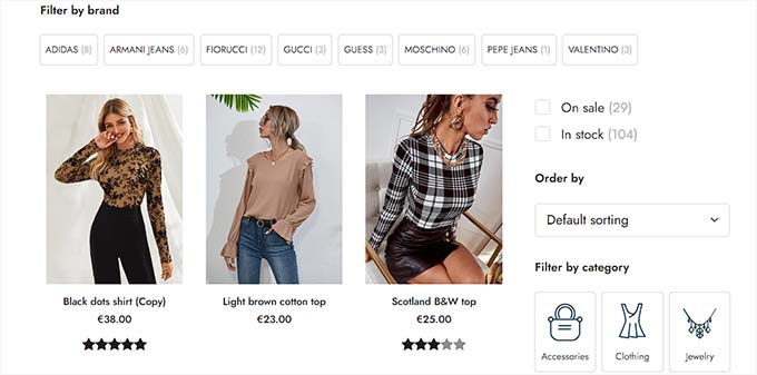 WooCommerce 製品フィルターのプレビュー WooCommerce Product filter preview