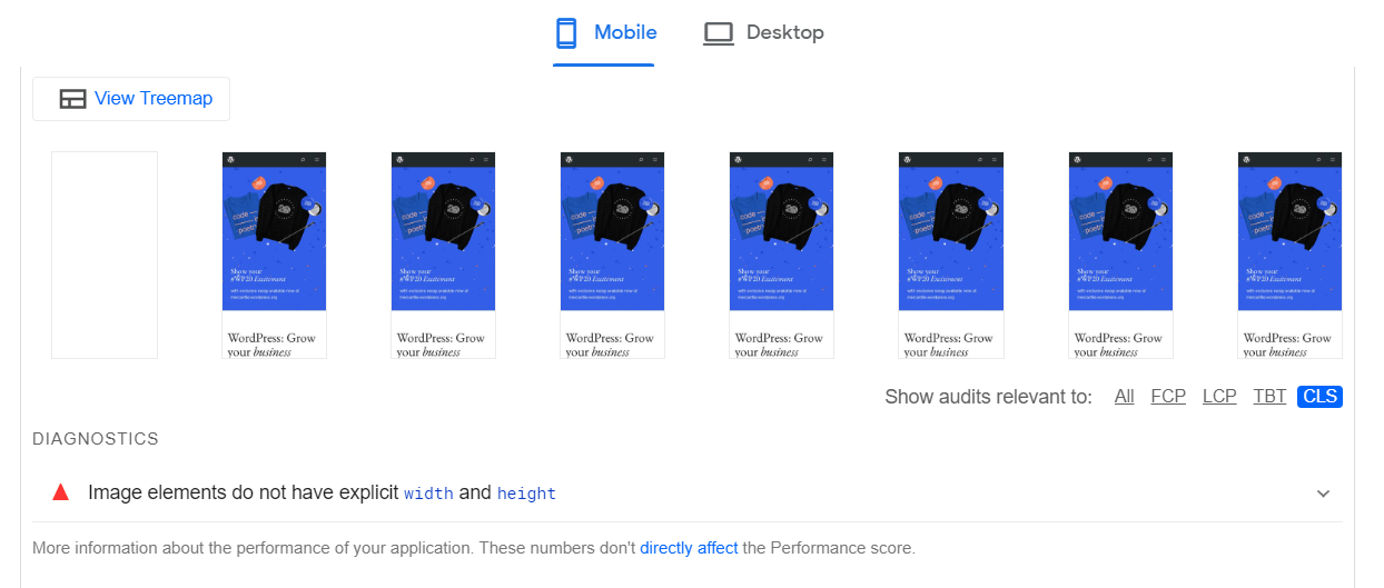 Audit untuk CLS di PageSpeed Insights.