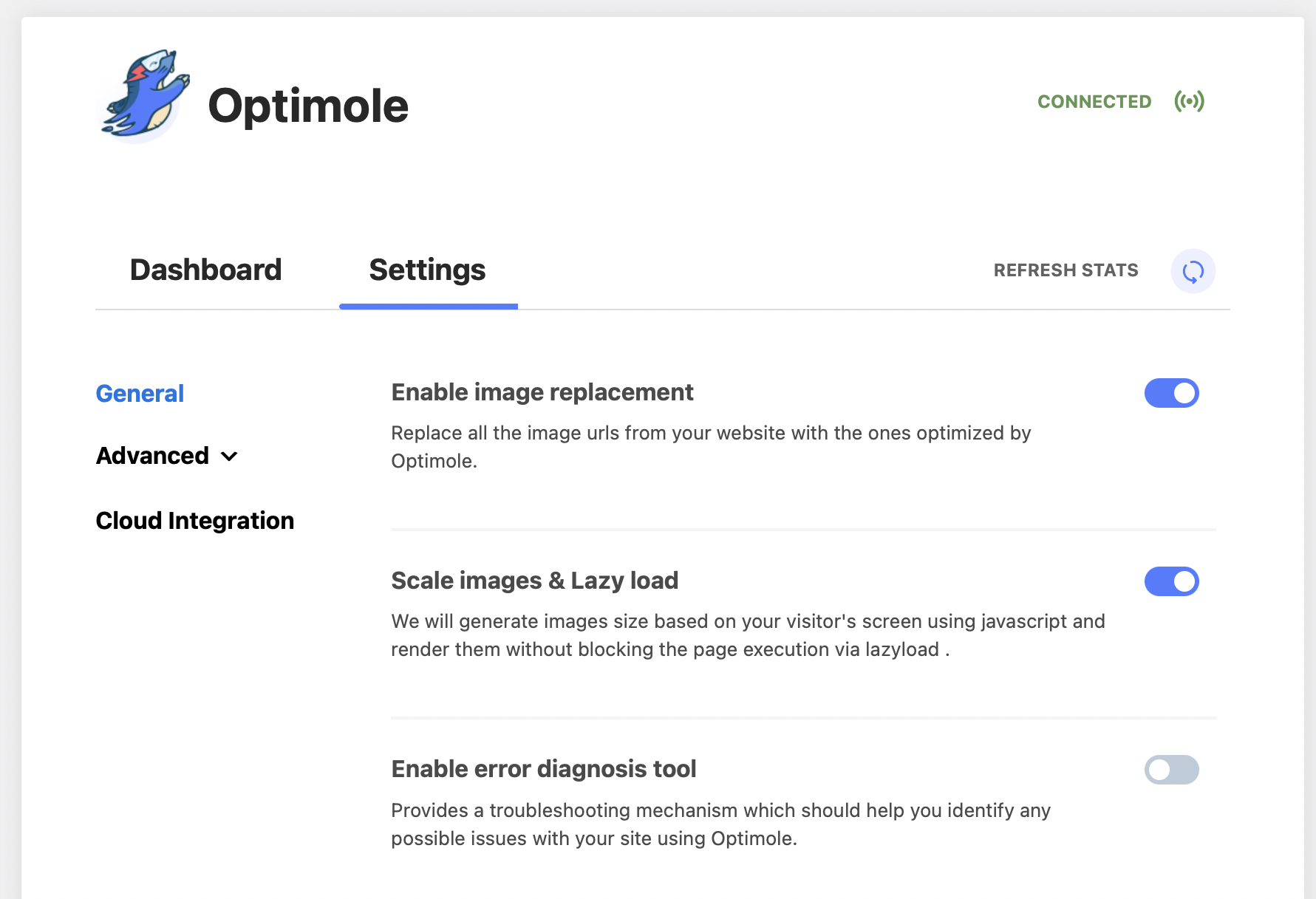 Plugin Optimole memudahkan penggunaan lebar dan tinggi eksplisit pada elemen gambar.
