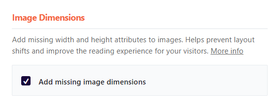 Menambahkan dimensi gambar yang hilang di WP Rocket.