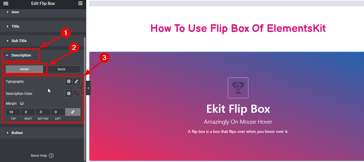 description style flip box settings- Cara Membuat Flipbox Overlays And Hovers Di WordPress