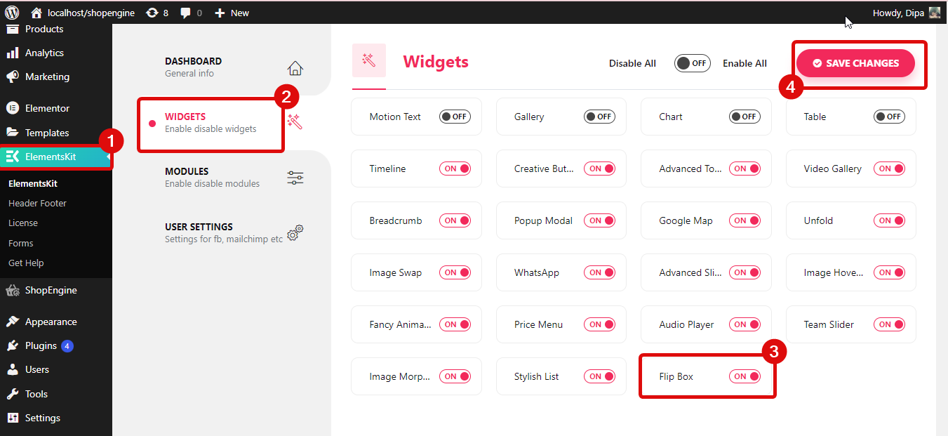 aktifkan widget flip box dari elementkit - Cara Membuat Flipbox Overlays And Hovers Di WordPress