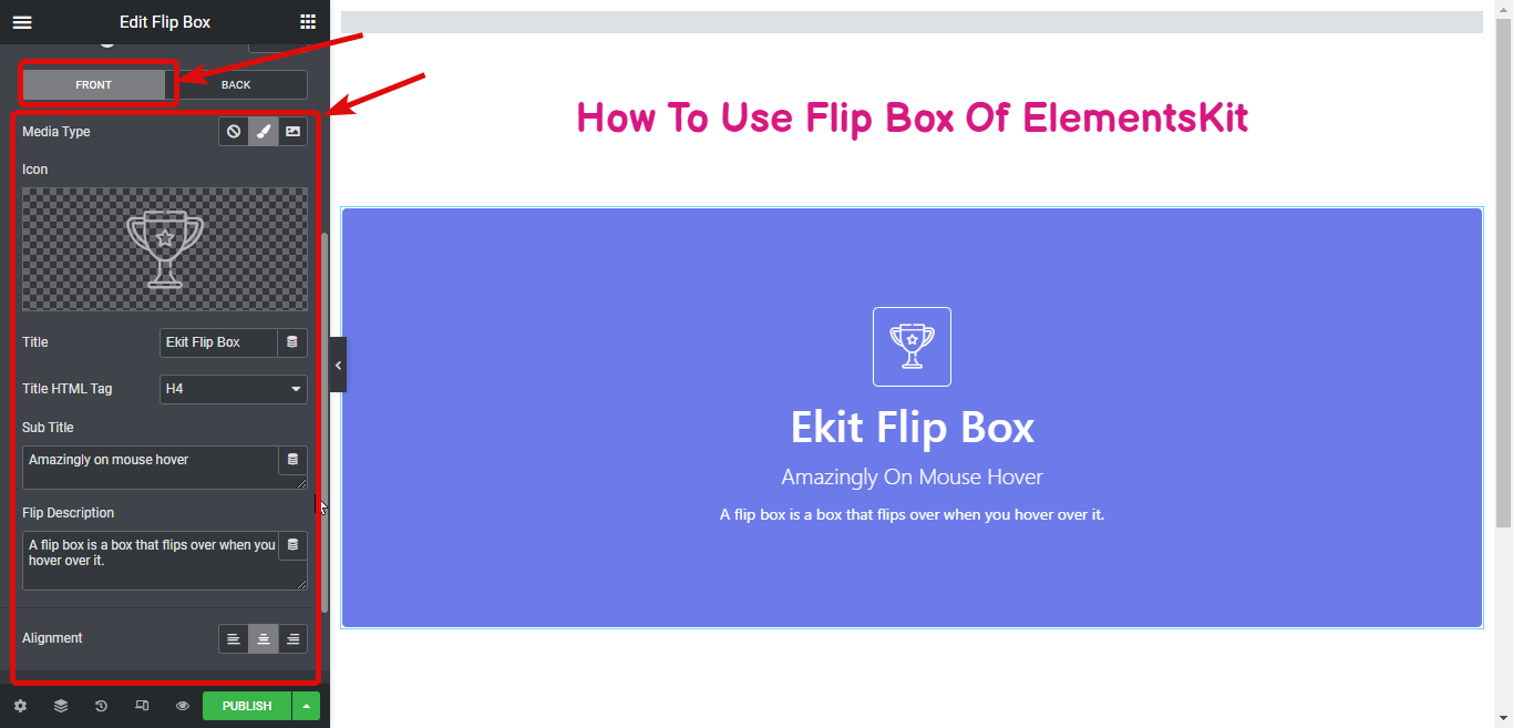 sisi depan flip box- Cara Membuat Flipbox Overlays And Hovers Di WordPress