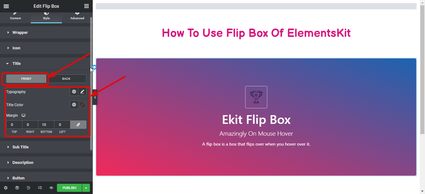 pengaturan flip box gaya judul- Cara Membuat Overlay Flipbox Dan Melayang Di WordPress