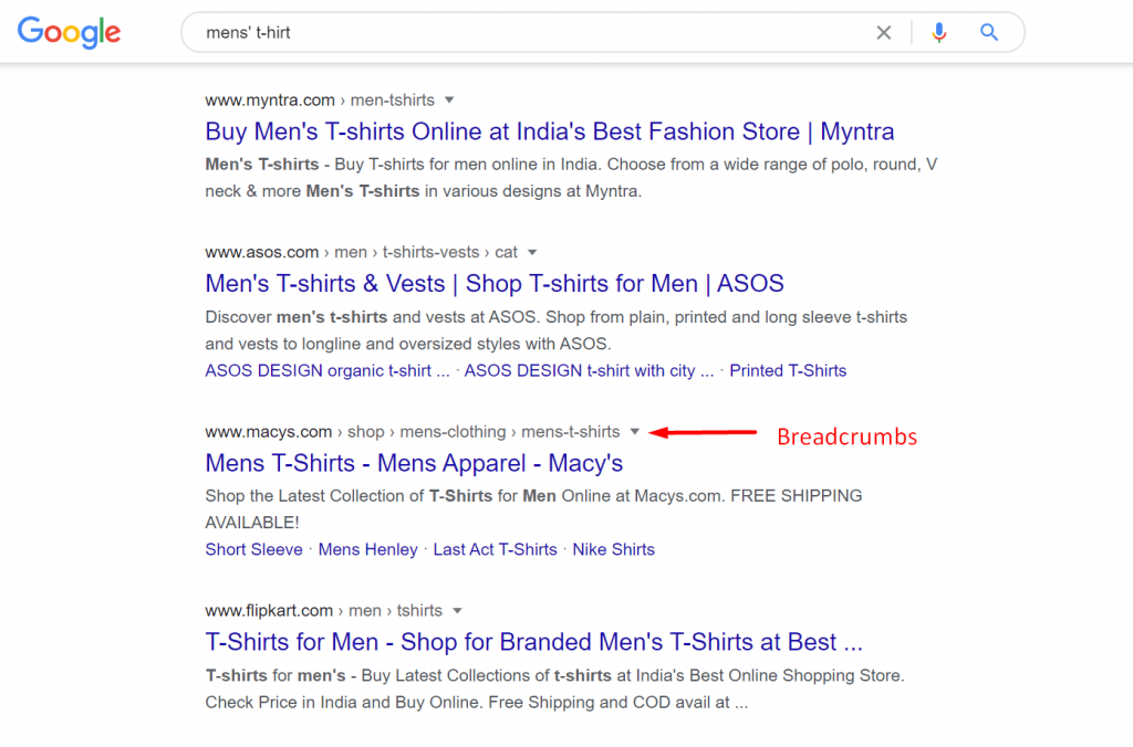 Это изображение хлебных крошек-eCommerce-seo