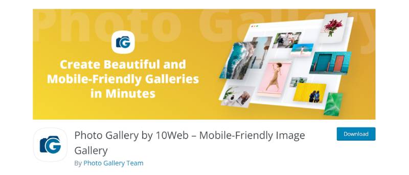 plug-in de galeria de fotos para captura de tela da página de download do wordpress